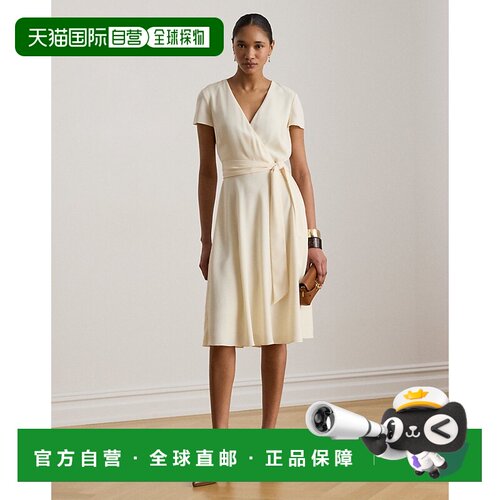 自营欧洲直邮Ralph Lauren拉夫劳伦 女士聚酯纤维V领系带乔其纱连
