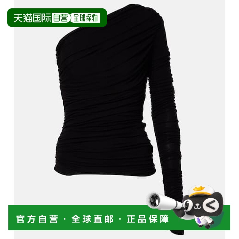 香港直邮AGOLDE 女士 Annette 不对称褶皱上衣 black黑色 舒适时