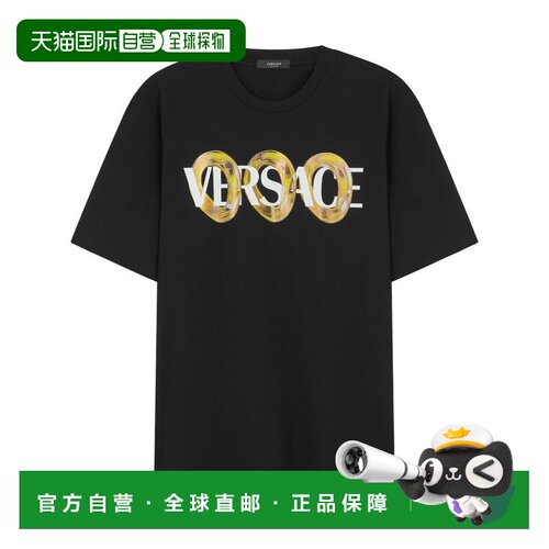 1h可退 香港直邮VERSACE 男士T恤 10133021A134012B510 SS2025 黑