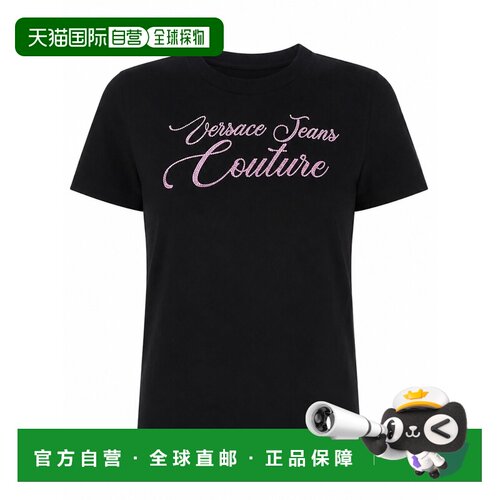 香港直邮versace 范思哲 女士 CON E STRASS 徽标T恤 79HAHT05CJ0