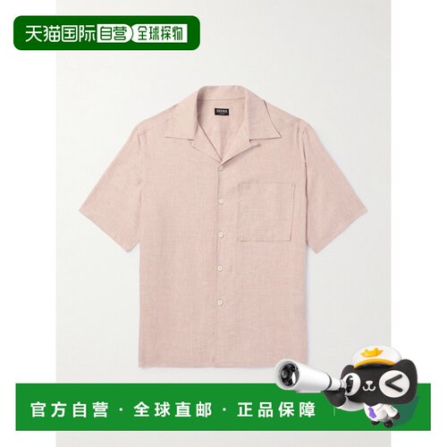1h可退 香港直邮zegna 杰尼亚 男士 短袖衬衫 UDX31A7SCP5亚麻