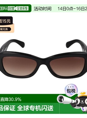1h可退 香港直邮CHANEL香奈儿 侧面字母 不规则形 太阳眼镜  黑色