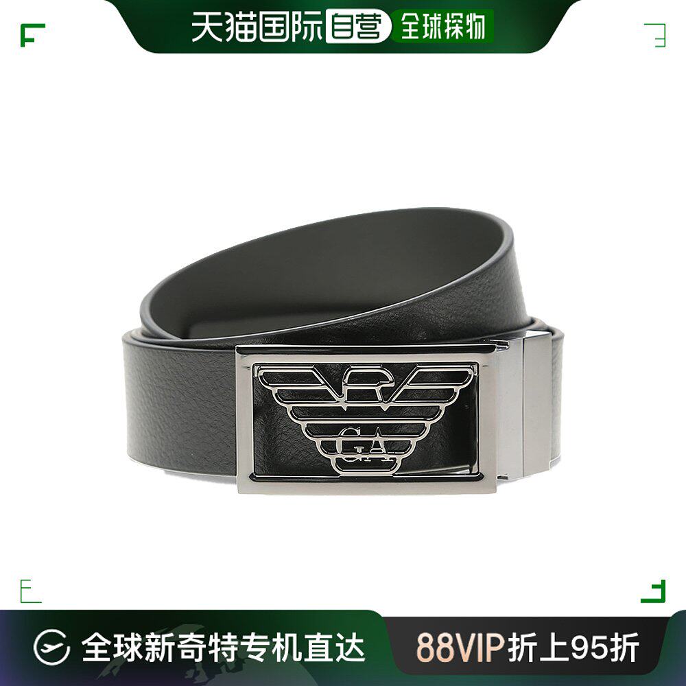 香港直邮emporio armani阿玛尼男士腰带黑色休闲宽版皮质百搭