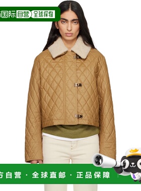 1h可退 香港直邮Burberry 巴宝莉 女士 棕色 Shearling Collar Qu