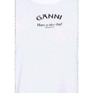 1h可退 香港直邮ganni女士上装T恤圆领短袖时尚百搭舒适优质气质
