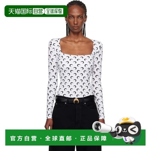 1h可退 香港直邮Marine Serre 女士 白色 Moon Printed Jersey LS