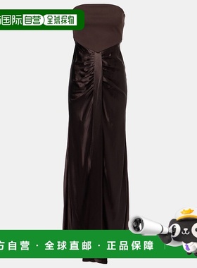 1h可退 香港直邮Staud 女士 Wayfaring 褶皱抹胸中长连衣裙