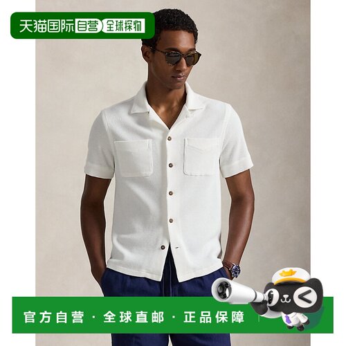 自营欧洲直邮Ralph Lauren拉夫劳伦 男士浅蓝色棉麻华夫格猎装衬