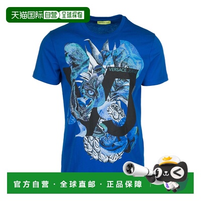 1h可退 香港直邮VERSACE JEANS 男士T恤 B3GRA75BBLUBLUE SS2022