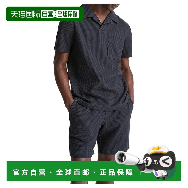 1h可退 香港直邮VINCE 男士 Johnny 绉条纹针织短袖衣领POLO衫,男装,Polo衫,淘宝优惠券,粉丝福利购,淘宝优惠卷