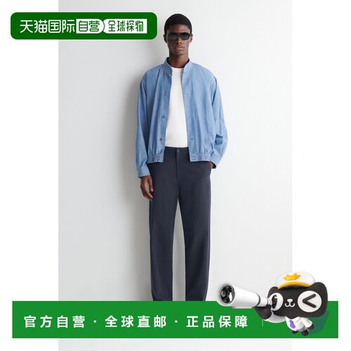 欧洲直邮自营COS 男士蓝色棉质飞行员牛仔衬衫休闲风