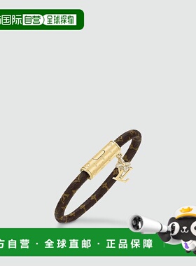 自营1h可退 欧洲直邮LV/路易威登 女士金色/黑色黄铜/帆布手链新