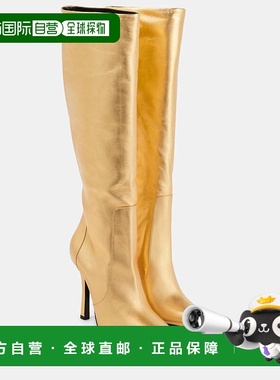 1h可退 香港直邮Blumarine 蓝色情人 女士 层叠及膝皮质靴子 0042