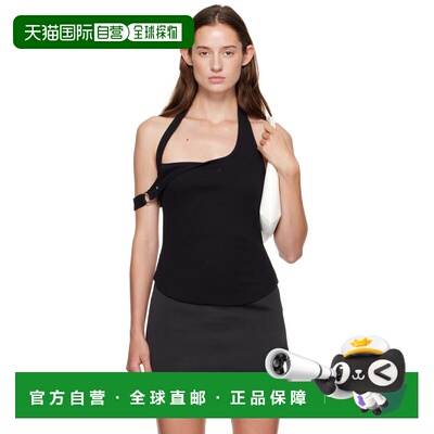 1h可退 香港直邮Courreges 女士 黑色 Asymmetric Buckle 背心 32