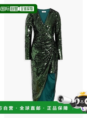 1h可退 香港直邮Simkhai 女士 Emersyn 褶皱珠片薄纱中长连衣裙 6