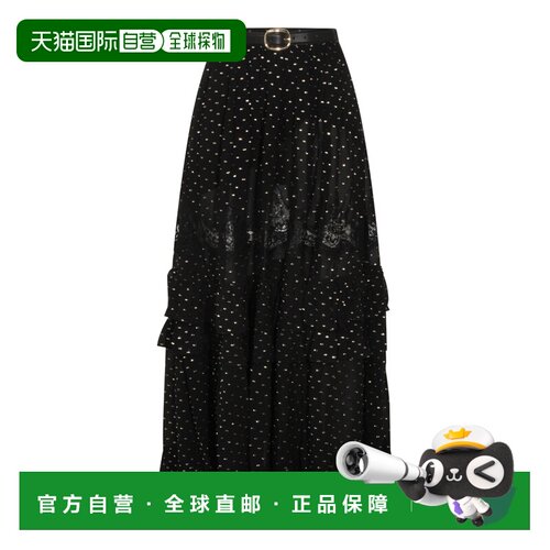 自营 Self-Portrait 女士 黑色粘胶纤维半身裙 RS26196XSKBBLACK