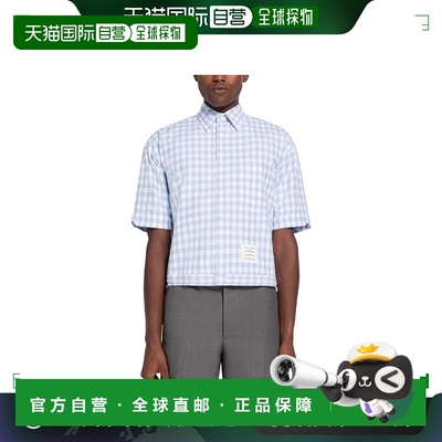香港直邮Thom Browne 汤姆 布朗 男士 格纹抽绳下摆衬衫 MWS257AF