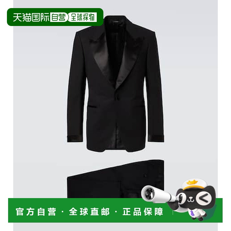 香港直邮Tom Ford 汤姆 福特 男士 Shelton 绸缎边羊毛混纺西装服