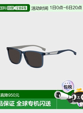 自营欧洲直邮Hugo Boss 男士蓝色醋酸纤维logo标识太阳镜配饰