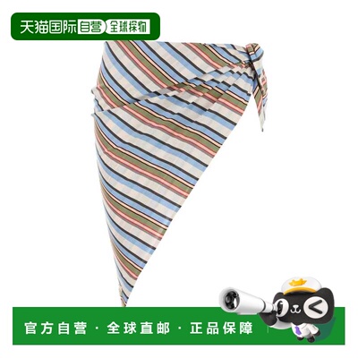 1h可退 香港直邮Prada 普拉达 女士 刺繡條紋紗籠 31158SOOO17K7
