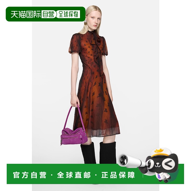 欧洲直邮ACNE (2025) 蝴蝶结连衣裙印花