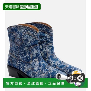 Shaft 1h可退 女士 甘尼 低帮刺绣提花牛仔靴子 香港直邮GANNI