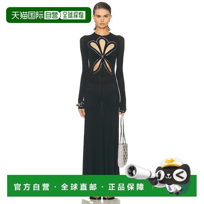 香港直邮Rabanne 女士 花朵剪口长款连衣裙 25AJRO135VI0191