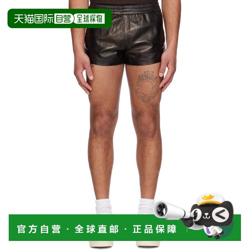 1h可退 香港直邮Tom Ford 汤姆 福特 男士 黑色 Light 皮革短裤 L