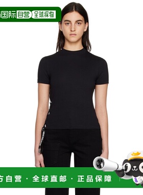 1h可退 香港直邮versace 范思哲 女士 黑色系带 T恤 E74HAH615EJ0