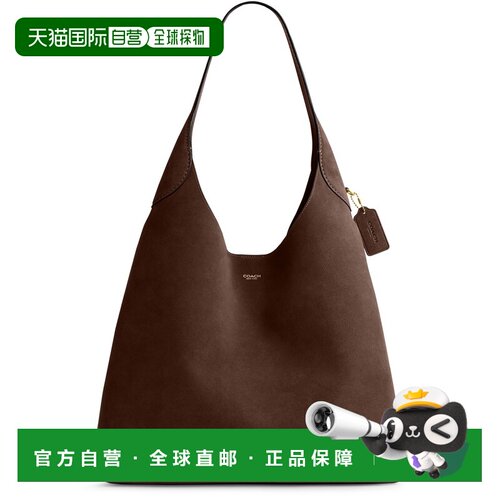 自营欧洲直邮COACH蔻驰 Brooklyn 39女士深巧克力色绒面革Hobo包
