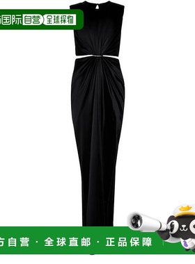 自营欧洲直邮MAXMARA麦丝玛拉 Panaro女士黑色桑蚕丝圆领无袖中长