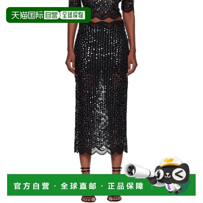 香港直邮Rabanne 女士 黑色亮片半身裙 26PJJU025PA0170BLACK