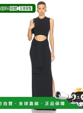 香港直邮Balmain 巴尔曼 女士 打结剪口开衩长款连衣裙 EF1RO125J