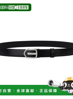 自营欧洲直邮S.T.Dupont法国都彭 AUTOLOCK男士黑色牛皮/钯腰带新
