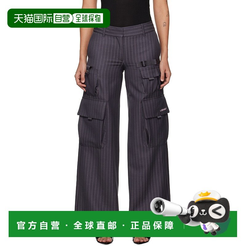 香港直邮Off-white 女士 灰色 Pinstripe Toybox 工装裤 OWCF017F
