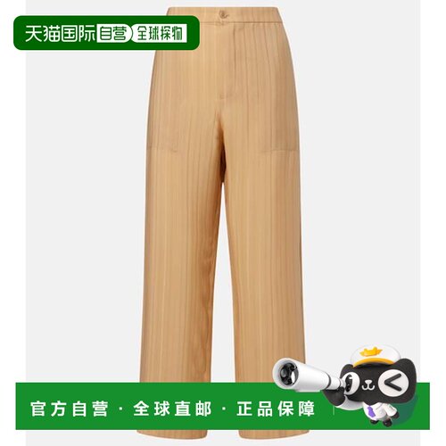 1h可退 香港直邮Saint Laurent 圣罗兰 女士 条纹短款真丝直筒长