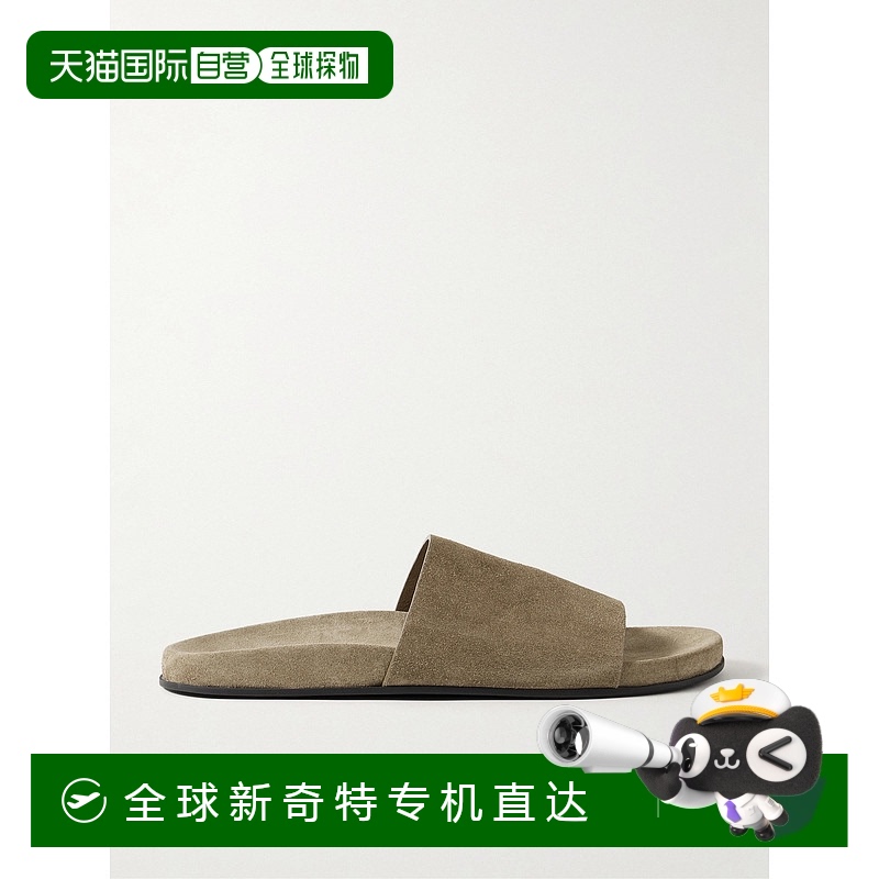 1h可退 香港直邮The Row 女士 Hugh 绒面革凉拖 F1660L302MILITAR