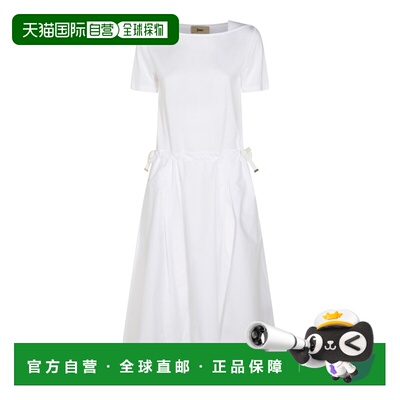 1h可退 香港直邮Herno 女士 白色棉质中长连衣裙 AB000060D52056