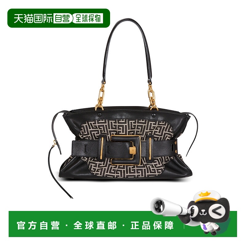 1h可退 香港直邮Balmain 皮革和字母提花 Anthem 包 GN1DB043TJOL