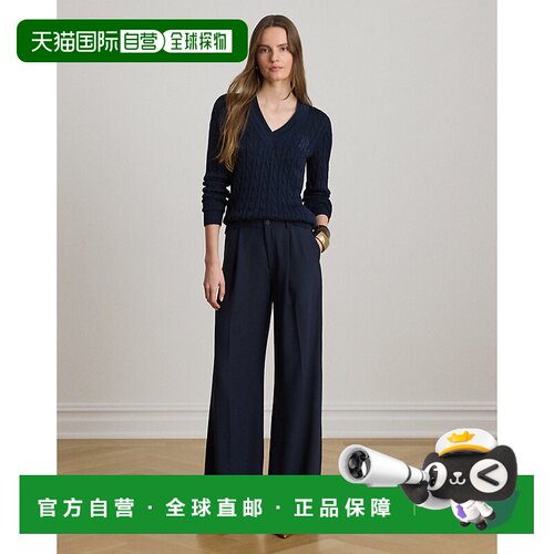 自营欧洲直邮Ralph Lauren拉夫劳伦 女士海军蓝乔其纱阔腿裤