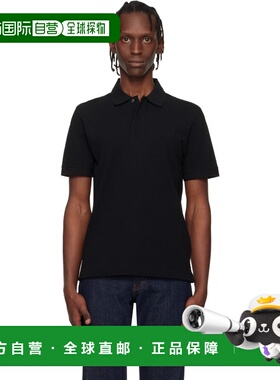 1h可退 香港直邮BOSS 波士 男士 黑色 Pallas Cotton Pique Embro