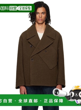1h可退 香港直邮Lemaire 男士 棕色 Dispatch 双排扣大衣 OW1114L