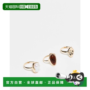 and 女士 molten 人造珍珠设计色调戒指 1h可退 三 香港直邮ASOS