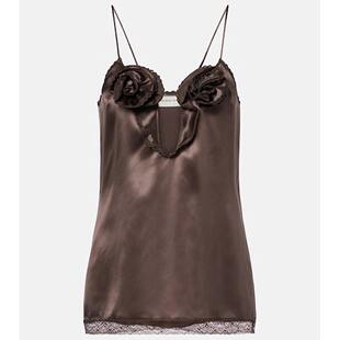 香港直邮magda 女士 花朵装 饰真丝缎面吊带背心 butrym