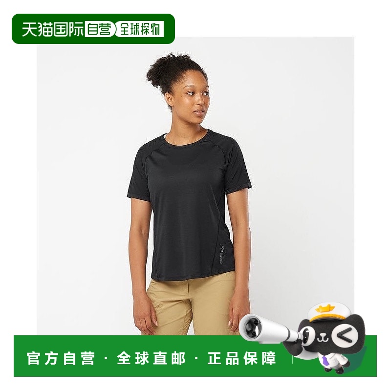 自营欧洲直邮Salomon萨洛蒙 OUTLINE系列女士深黑色聚酯纤维短袖T