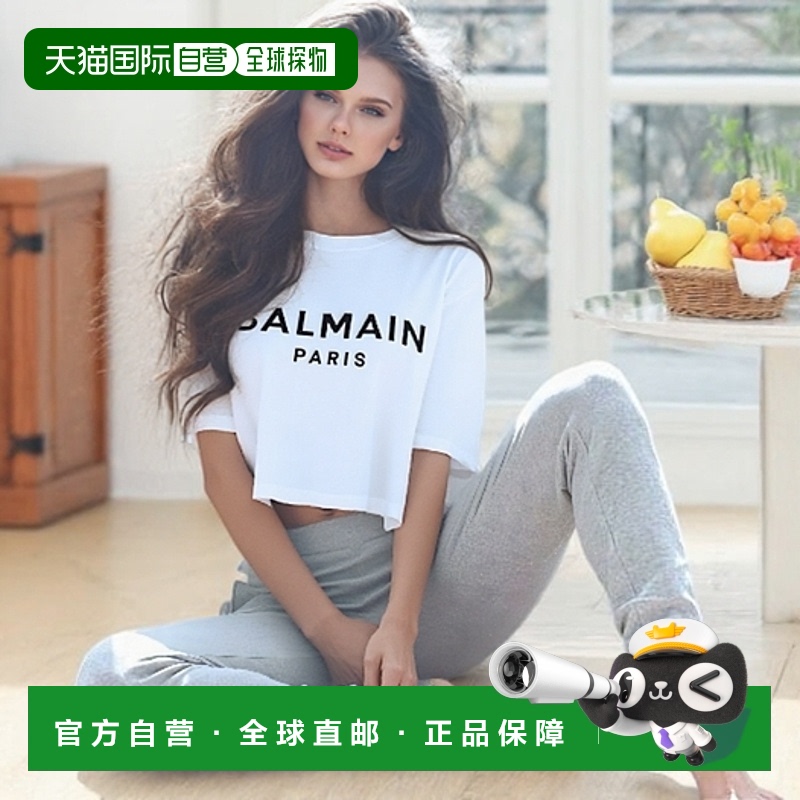 1h可退 香港直邮Balmain 巴尔曼 女士 圆领短袖T恤 BF1EE020BB02