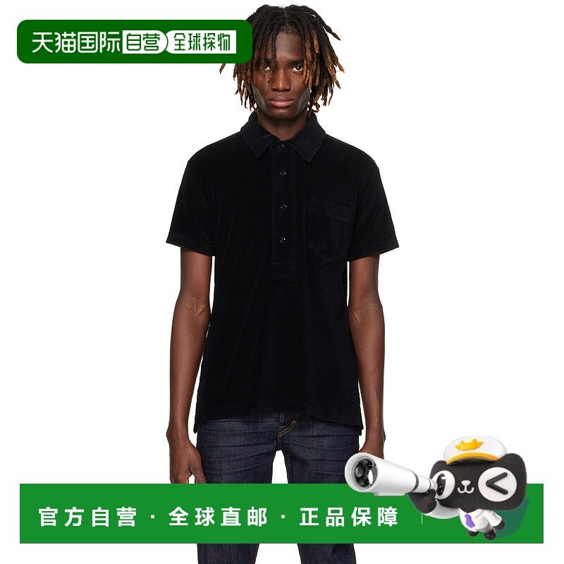 香港直邮Tom Ford 汤姆 福特 男士 黑色 Towelling Polo 衫 JPS00