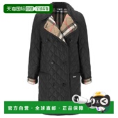 欧洲直邮Burberry博柏利女士绗缝长款 夹克棉服外套黑色