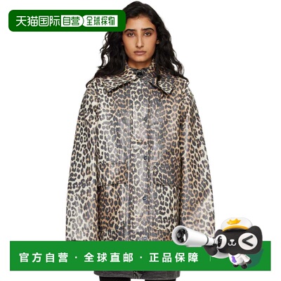 香港直邮GANNI 甘尼 女士 驼色 Leopard Laminated Cotton 夹克 A