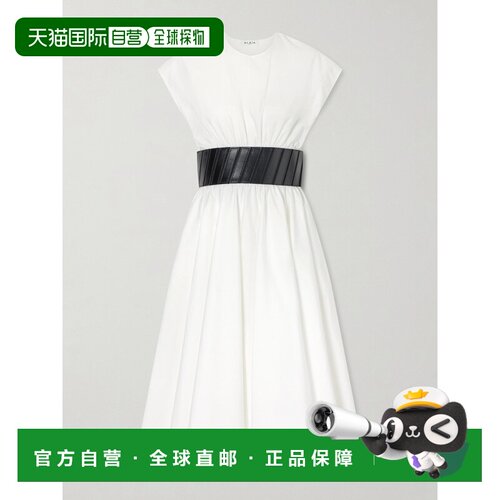 香港直邮alaia 女士 束带棉质府绸中长连衣裙 AA9R2890T611C000BL